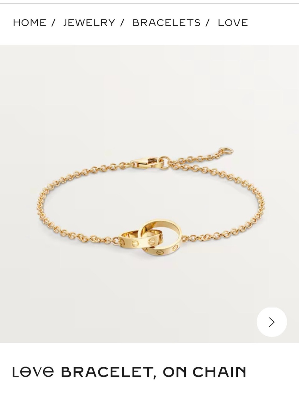 Authentic Cartier Love Bracelet On Chain